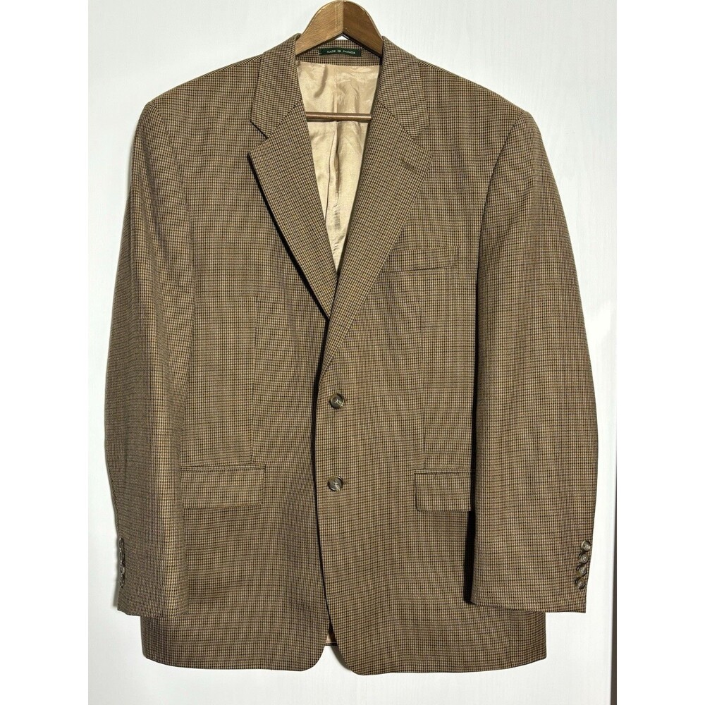 Lauren Ralph Lauren Sport Coat Blazer Mens 42R Brown Houndstooth Wool Academia - Picture 2 of 14